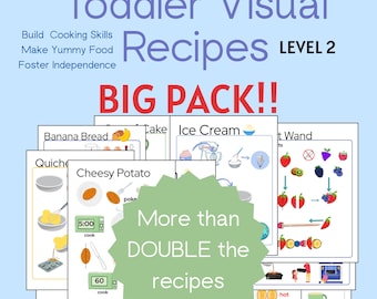 PAQUETE GRANDE: Recetas visuales para niños pequeños, nivel 2, descarga instantánea, inspiración Montessori, mamá y yo