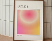 GEMINI Zodiac Wall Art Print, Gemini Zodiac Art Printable Poster, Aura Gradient Poster, Astrology Art, Gradient Print, Digital Download