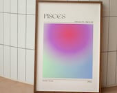 PISCES Zodiac Wall Art Print, Pisces Zodiac Art Printable Poster, Aura Gradient Poster, Astrology Art, Gradient Print, Digital Download