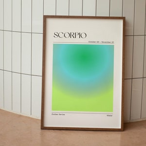 SCORPIO Zodiac Wall Art Print, Scorpio Zodiac Art Printable Poster, Aura Gradient Poster, Astrology Art, Gradient Print, Digital Download