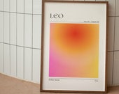 LEO Zodiac Wall Art Print, Leo Zodiac Art Printable Poster, Leo Aura Gradient Poster, Leo Astrology Art, Gradient Print, Digital Download
