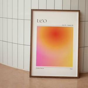 LEO Zodiac Wall Art Print, Leo Zodiac Art Printable Poster, Leo Aura Gradient Poster, Leo Astrology Art, Gradient Print, Digital Download