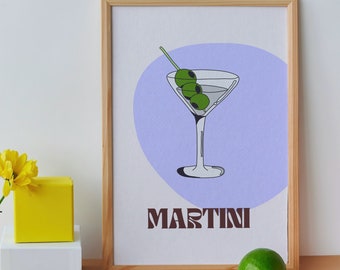 Martini Print, Martini Cocktail Poster, Retro Cocktail Prints, Cocktails Wall Art, Wall Decor Cocktails, Bar Cart Prints, Digital Download