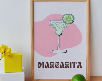 Margarita Print, Margarita Cocktail Poster, Cocktail Prints, Cocktails Wall Art, Wall Decor Cocktails, Bar Cart Prints, Digital Download