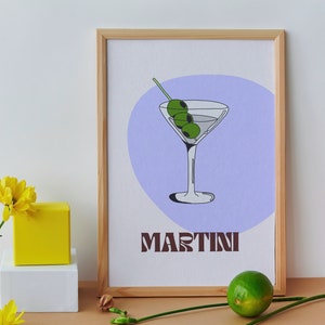 Martini Poster, Martini Cocktail Poster, Retro Cocktail Drucke, Cocktails Wandkunst, Wanddeko Cocktails, Barwagen Drucke, digitaler Download