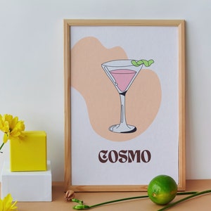 Cosmopolitan Poster, Cosmo Cocktail Poster, Cocktail Drucke, Cocktails Wandkunst, Wanddeko Cocktails, Barwagen Drucke, digitaler Download