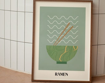 Ramen Noodle Print, Food Print, moderne Küchendekor, Ramen Poster, Home Decor, Bar Wandkunst, Reisekunst, Chefkoch