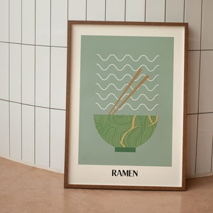 Impression de nouilles Ramen, impression alimentaire, décor de cuisine moderne, affiche Ramen, décoration intérieure, art mural de bar, art de voyage, impression de chef, cadeau de pendaison de crémaillère