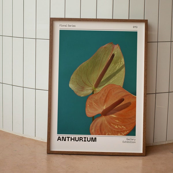 Anthurium Andraeanum Print | Painter's Palette Printable | Delicate Floral Wall Art | Red Flower Poster Digital Download | Spring Wall Art