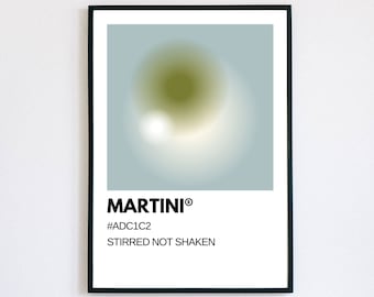 Minimalist Bar Cart Art | Martini Bar Print | Martini Cocktail Poster | Trendy Modern Kitchen Alcohol Wall Art | Bart Cart Accessory Decor
