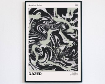 Dazed Black and White Aura Poster, Retro Gradient Poster, Grainy Gradient, Retro Aura Gradient, Aesthetic Room Decor, Psychedelic Home Decor