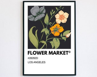 Flower Market Art Print | Minimalist Flower Decor | Los Angeles Wall Art | Office Printable Wall Art | Flower Home Decor | Digital Download