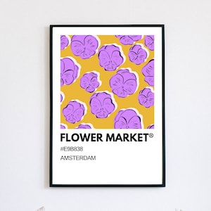 Blumenmarkt Kunstdruck Blumendekor Amsterdam Wandkunst Druckbare Wandkunst Lila Blumenstrauß Home Decor Digitaler Download Bild 1