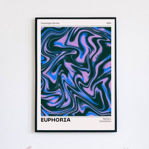 Euphoria Aura Poster, Retro Gradient Poster, Purple Blue Grainy Gradient, Retro Aura Gradient, Aesthetic Room Decor, Psychedelic Home Decor
