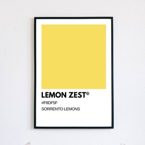 Citronzestfärgad affisch | Snyggt färgschema | Minimalistisk design | Trendigt gult färgtryck | Utskrivbar väggkonst för kontoret