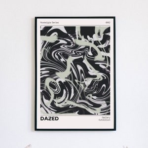Dazed Black and White Aura Poster, Retro Gradient Poster, Grainy Gradient, Retro Aura Gradient, Aesthetic Room Decor, Psychedelic Home Decor