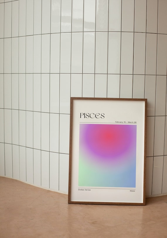 PISCES Zodiac Wall Art Print, Pisces Zodiac Art Printable Poster, Aura Gradient Poster, Astrology Art, Gradient Print, Digital Download