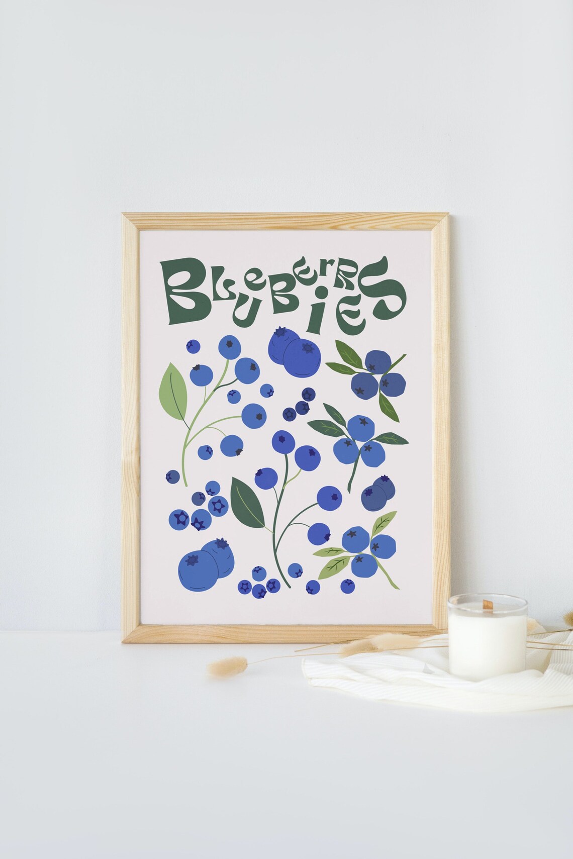 Blueberries Wall Art, Blueberry Poster Kitchen Decor, Funky Fruit ...