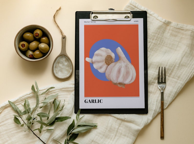 Garlic Vegetable Print | Retro Printable Wall Art | Farmer's Market ...