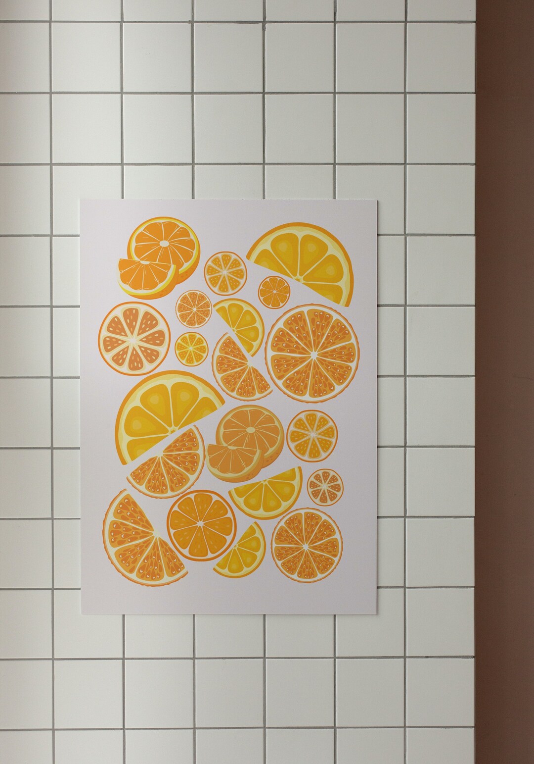Oranges Wall Art, Orange Poster Kitchen Decor, Citrus Funky Fruit ...