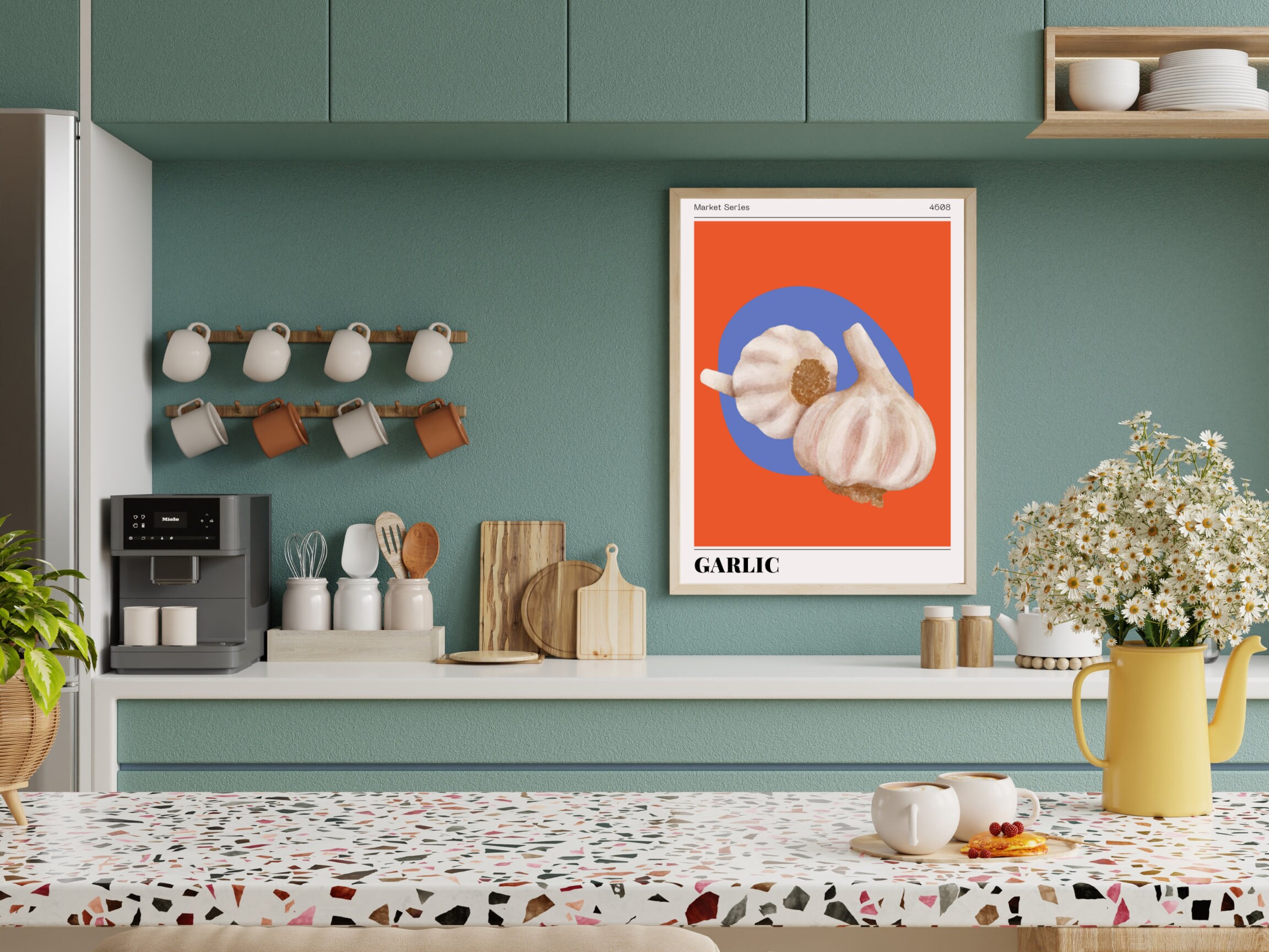 Garlic Vegetable Print | Retro Printable Wall Art | Farmer's Market ...