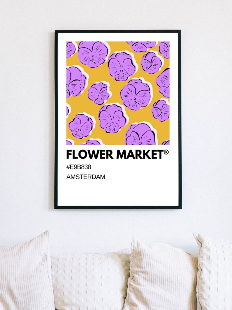 Blumenmarkt Kunstdruck Blumendekor Amsterdam Wandkunst Druckbare Wandkunst Lila Blumenstrauß Home Decor Digitaler Download Bild 1