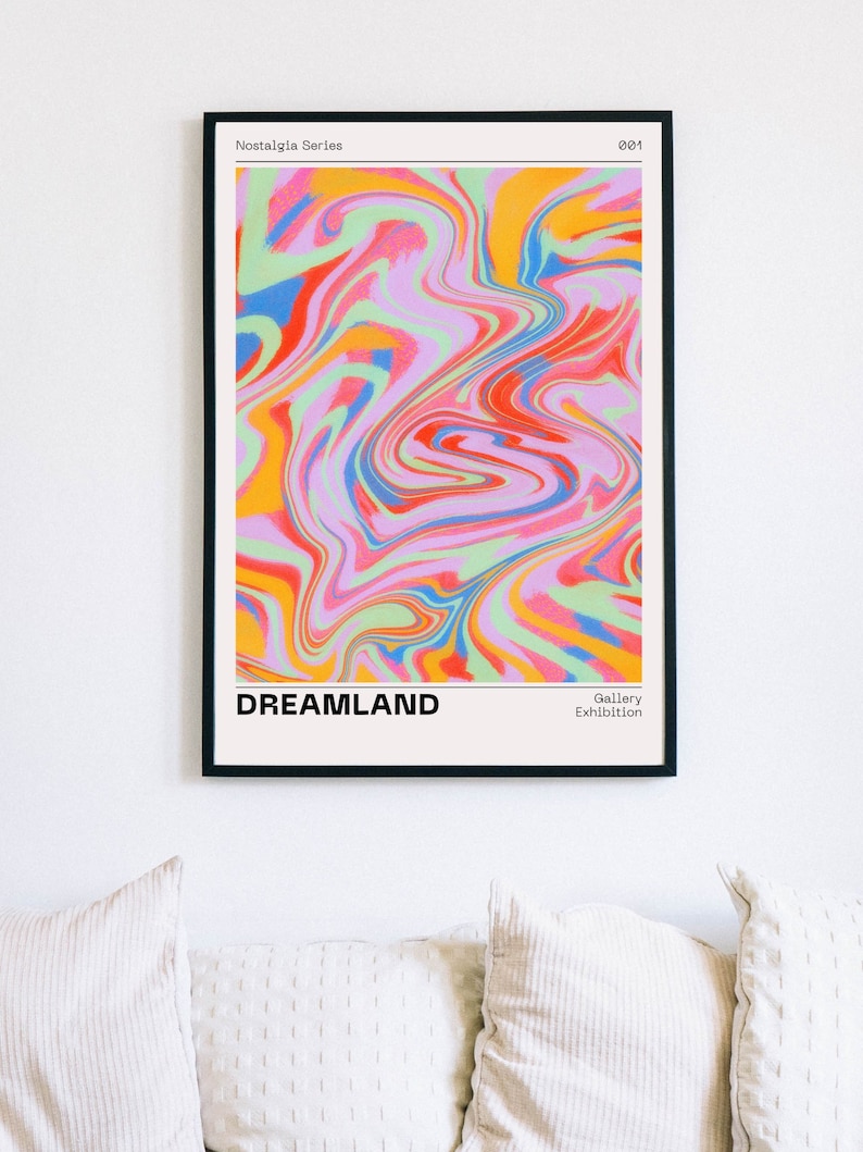 Dreamland Euphoria Aura Poster, Retro Gradient Poster, Grainy Gradient, Retro Aura Gradient, Aesthetic Room Decor, Psychedelic Home Decor image 1