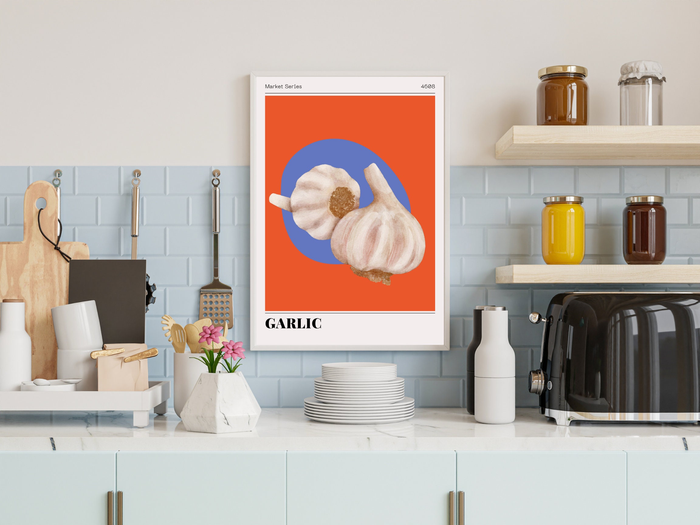 Garlic Vegetable Print | Retro Printable Wall Art | Farmer's Market ...