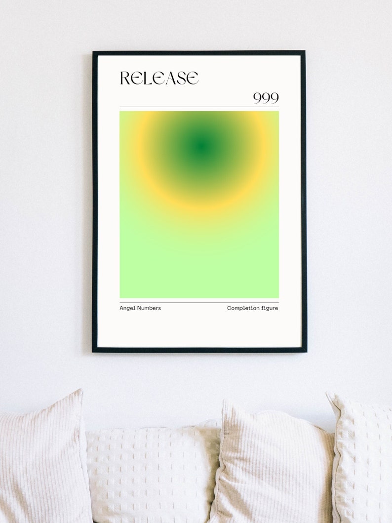 Gradient Angel Number 999 Print, Gradient Wall Art, Spiritual Wall Art ...