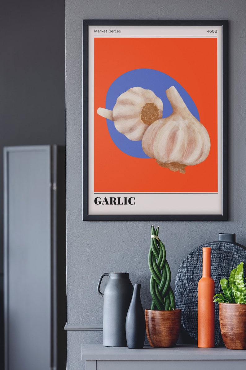Garlic Vegetable Print | Retro Printable Wall Art | Farmer's Market ...