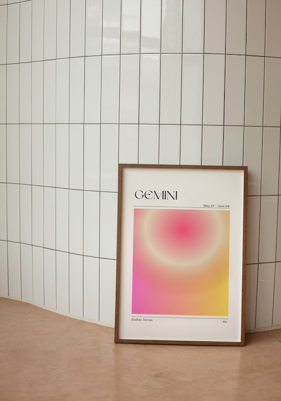 GEMINI Zodiac Wall Art Print, Gemini Zodiac Art Printable Poster, Aura Gradient Poster, Astrology Art, Gradient Print, Digital Download