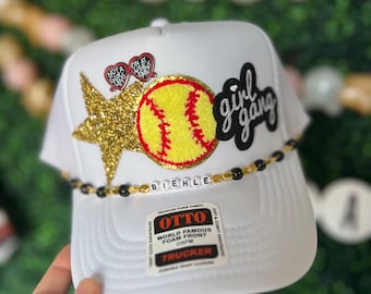 Softball Mom Trucker Hat with Custom Chain Mama Snap-back Otto Ball Cap