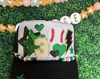 Everything Baseball Mom Trucker Hat with Custom Chain T-ball Mama Snap-back Otto Ball Cap