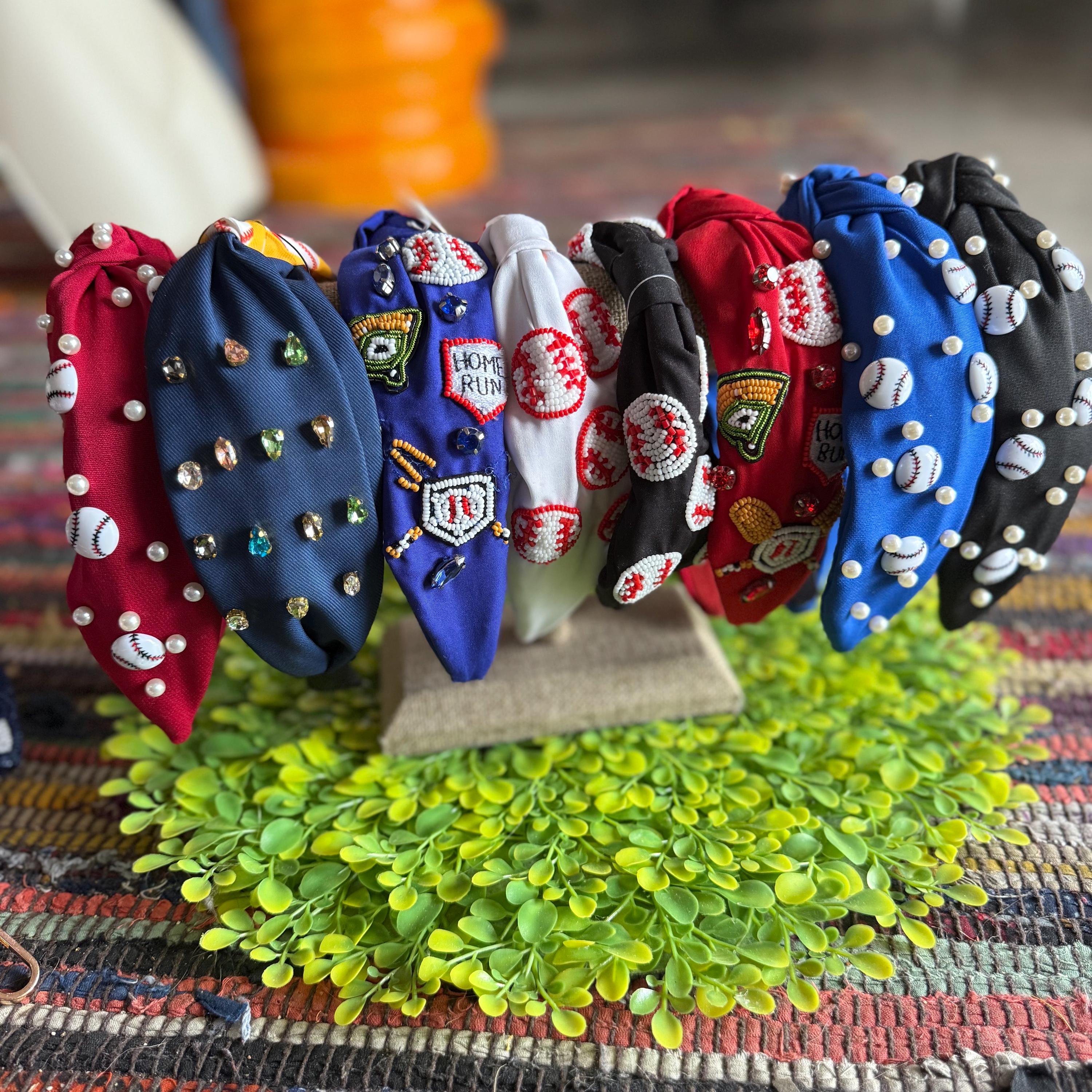 Beaded Baseball Headband, Lily Posh Beaded Knot Headband Baseball Hand Beaded Knot Headband | Twine and Love  main image 2