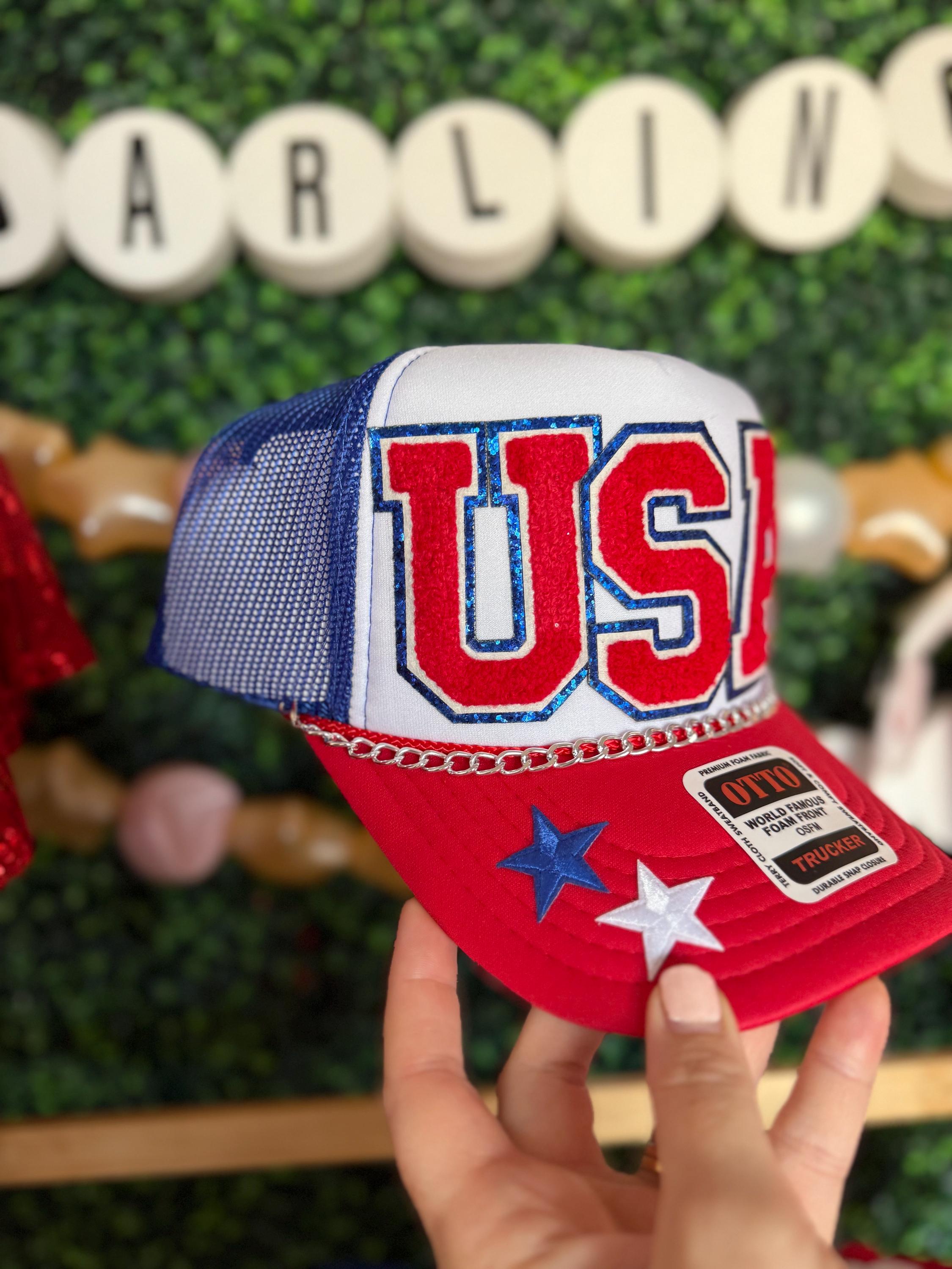 July 4th USA Red White and Blue American Flag Trucker Hat  display picture 1