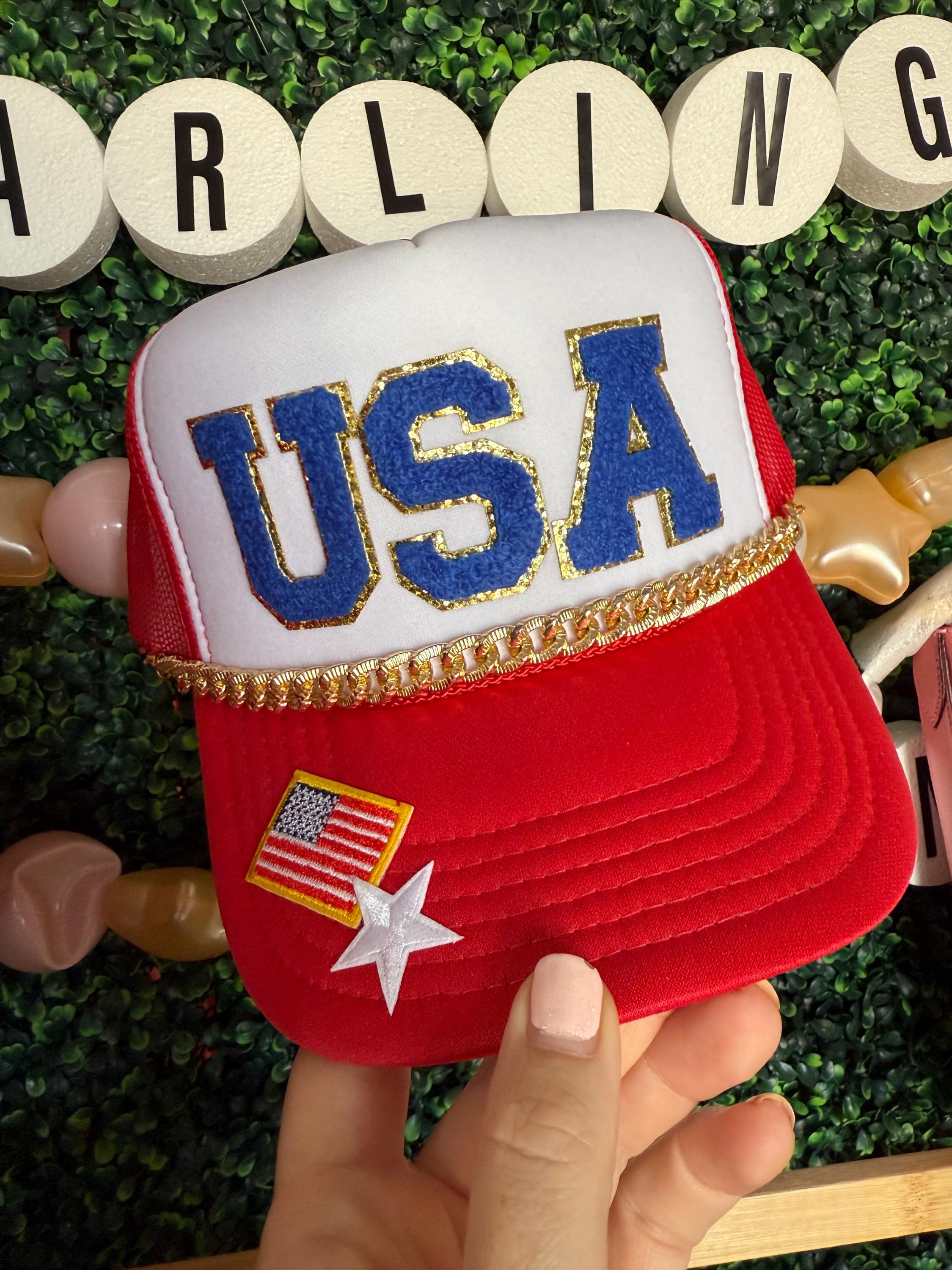 July 4th USA Red White and Blue American Flag Trucker Hat  display picture 3