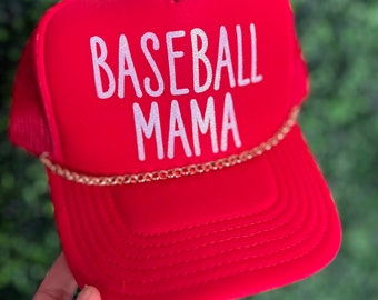 Baseball Mama Trucker Hat with Gold Chain T-ball Mama Snap-back Otto Ball Cap