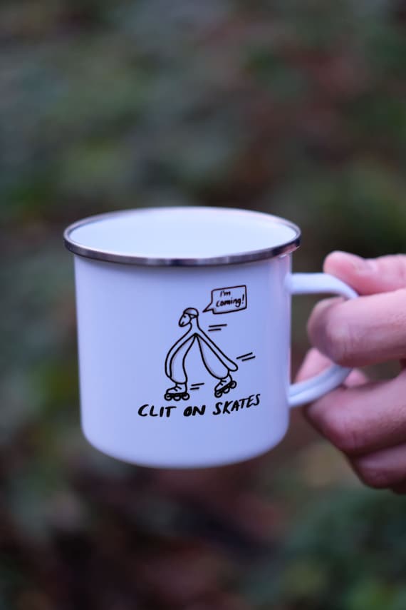 Emaille Becher / Metall Tasse / Klitoris / Lustiges Geschenk