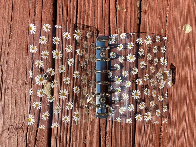 A7 Sized Binder With 6 Zipper Envelopes Clear Daisy Binder Etsy