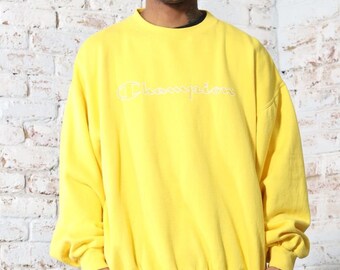 Champion Sweatshirt Yellow - Etsy UK
