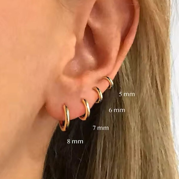 925 Sterling Silver Tiny Simple Hoop Earrings, Small Hoop Earrings, Simple Hoop Earrings, Dainty Silver Cartilage Huggie  Everyday Earrings