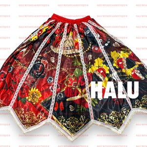 Saya estampada Elegua/ Satin Elegua Skirt/ Beautiful Skirt for Santeria/ IFA