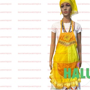 Set Delantal y Turbante Oshun/Set Apron and Hat for Oshun/Santeria
