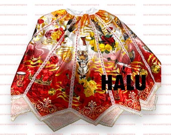 Saya estampada Shango/ Satin Chango Skirt/ Beautiful Skirt for Santeria/ IFA