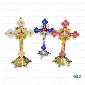 Crucifijo de Metal Bobeda Espiritual/ Metal Cross for Spiritual Altar Bobeda/ Santo Orisha