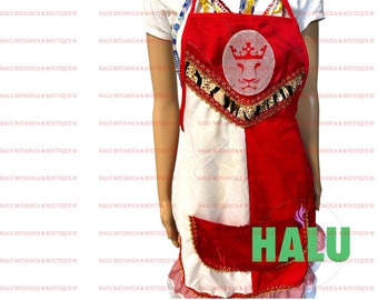 Zestaw Delantal y Quilla Shango Leon/zestaw fartuch i bandana dla Shango/Santeria