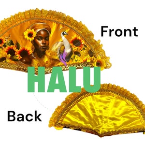 Abanico Oshun Decorado/ Ochun Handmade Fan/ Santeria