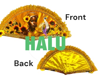 Abanico Oshun Decorado/ Ochun Handmade Fan/ Santeria