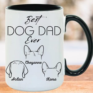 Best Dog Dad Ever Mug With Custom Dog Ears Mug, Best Dog Dad Ever Mug, Personalized Gifts For Dog Dad Mug