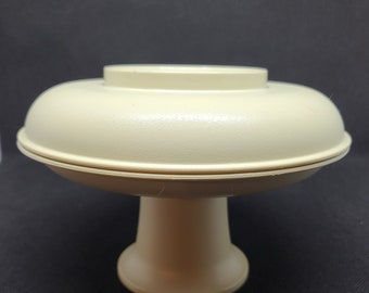 Vintage Tupperware #2730 Mini Serve It All Almond 1730/1731 Pedestal Set 2 pieces